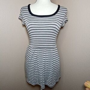 Monteau Grey and black striped short sleeve blouse  Size S